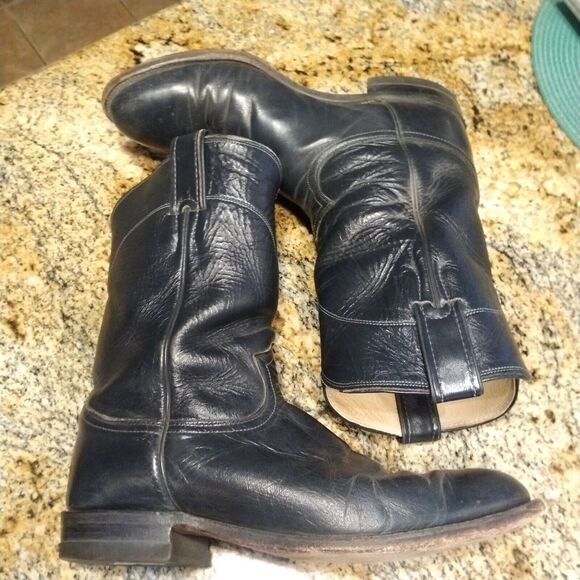 Justin 3024 Roper Boots - Mens - Size 9 EE - Blue Western Leather - Picture 8 of 12